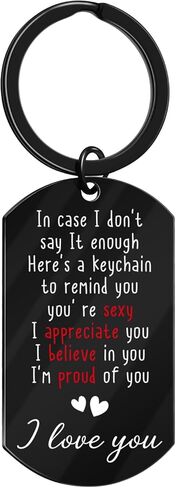 Valentines Day Gifts for Boyfriend I'm Proud of You I Love You Drive Safe Keychain for Him Funny Romantic Christmas Anniversary Birthday Gag Sexy Gifts for Him Boyfriend Husband Mens in Kuwait