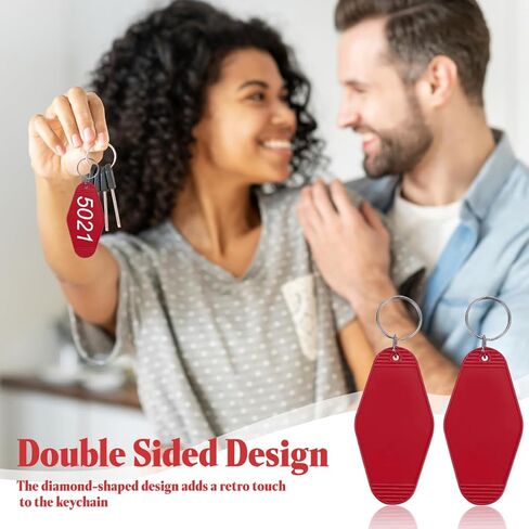 10Pcs Blank Plastic Keychains with Rings Retro Dark Red Motel Keychain Tags DIY Luggage Labels for Crafts Making in Kuwait