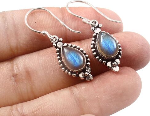 7x10 MM Gemstone Women Drop Dangle Earring,Sterling Silver Earring in Kuwait