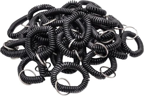 حلقة مفاتيح على شكل ملفوف بلاستيكي متين - مثالية للرياضة والاستخدام اليومي، سلسلة مفاتيح لسوار زنبركي قابل للتمدد - أسود 50 قطعة in Kuwait