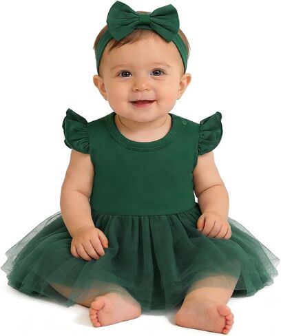 Magic Park 0-18M Infant Bodysuit Tutu Dress Baby Girl Romper Dress Toddler Solid Color Tulle Skirt Baptism Holidays Outfits in Kuwait
