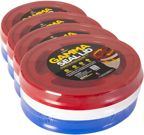 Gamma2 Gamma Seal Lid 3pk Combo for Utility Buckets - Fits 3.5, 5, 6 & 7 gallon buckets, Red, White & Blue, Made in USA in Saudi Arabia