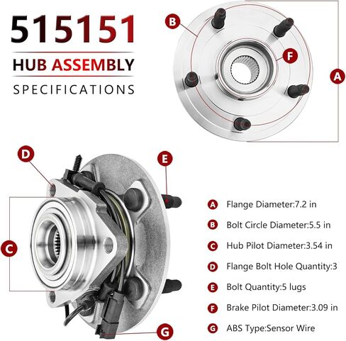 JLEO 515151 Front Wheel Bearing for 2012-2018 Ram 1500,Wheel Hub Assembly for 2019-2022 Ram 1500 Classic 2019-2022 Front Wheel Hub 2012 2013 2014 2015 2016 2017 2018 2019 2020 2021 2022 5 Lug w/ABS in Saudi Arabia