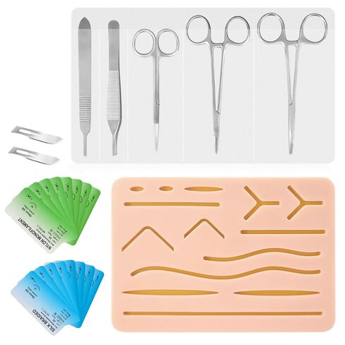 Complete Suture Kit for Medical Students, Training Practice Kit with Large Silicone Pad and Pre-Cut Wounds, Including Suturing Tools, Latest Generation Model (Education Use Only) in Saudi Arabia