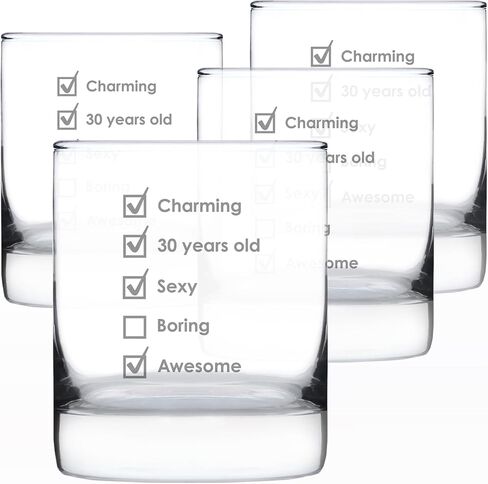 30th Birthday Checklist - Whiskey Rocks Glass Gift - Funny Bday Gifts for Women and Men Turning 30-10.25 oz Glasses in Saudi Arabia