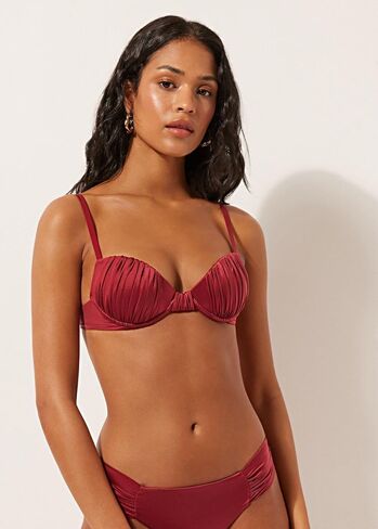 CALZEDONIA Woman's Padded Push-Up Bikini Top Shiny Satin in Saudi Arabia