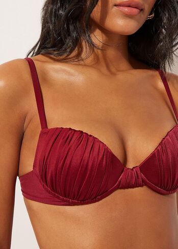 CALZEDONIA Woman's Padded Push-Up Bikini Top Shiny Satin in Saudi Arabia