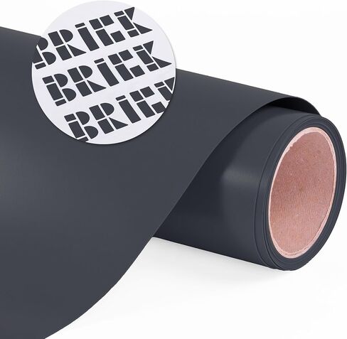 Siser Brick 600 Heat Transfer Vinyl, 11.8" x 15FT Roll (Black - HEX #3B3F42) - Compatible with Siser Romeo/Juliet & Other Professional or Craft Cutters - 3D HTV - CPSIA Certified in Saudi Arabia