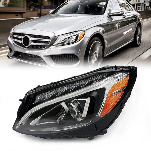 Huray Left Headlight for Mercedes-Benz C180 C200 C250 C300 W205 C-Class 2015-2018 USA version Xenon LH Headlamp Replacement for MB2502227 2059067703 Driver Side in Saudi Arabia