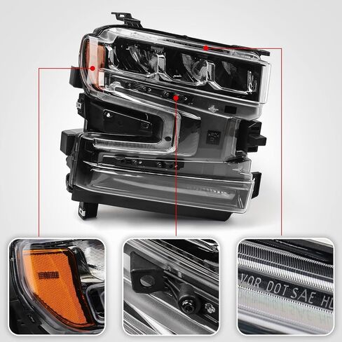 Huray LED Headlight Assembly for Chevy Silverado 2019-2022 - LED DRL Head Lamp Accessory (Passenger Side) in Saudi Arabia