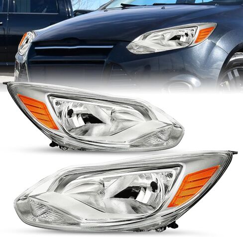 Headlight Assembly Fit for 2012 2013 2014 Ford Focus Headlamp Passenger and Driver Side Black Housing Amber Reflector in Kuwait
