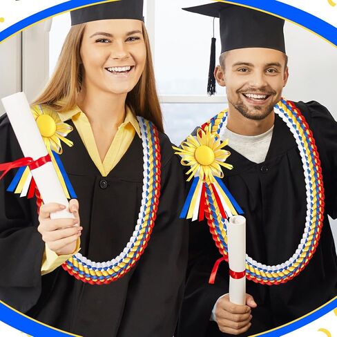 48" Filipino Graduation Leis Graduation Ribbon Lei Class of 2025 Graduation Braided Necklace Handmade Filipino Congrats Graduation Gift Graduates Lei for College Student School Grad Party Supplies in Saudi Arabia