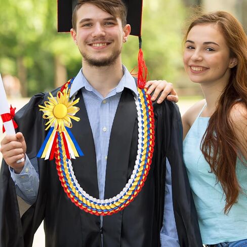 48" Filipino Graduation Leis Graduation Ribbon Lei Class of 2025 Graduation Braided Necklace Handmade Filipino Congrats Graduation Gift Graduates Lei for College Student School Grad Party Supplies in Saudi Arabia