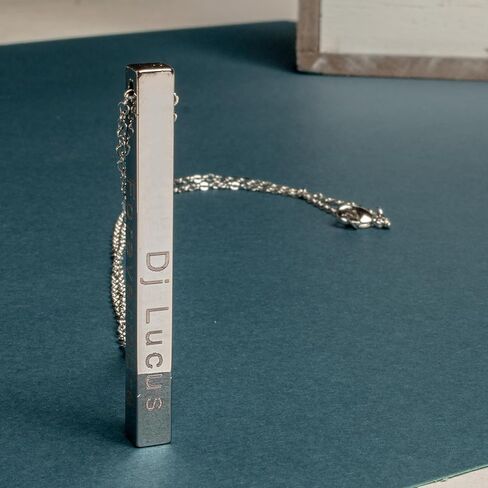 Petite Boutique Personalized Cube Bar Necklace Engraved Vertical Pendant Unique and Meaningful Jewelry in Kuwait