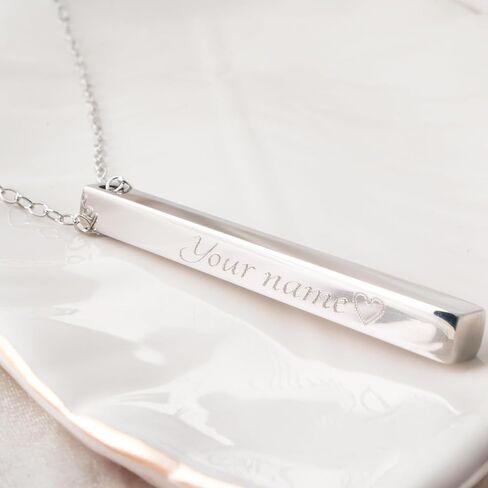 Petite Boutique Personalized Cube Bar Necklace Engraved Vertical Pendant Unique and Meaningful Jewelry in Kuwait