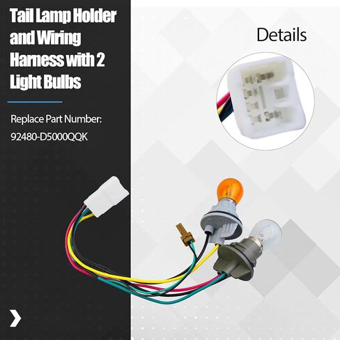 Rear Tail Light Bulb Socket Wire Harness with 2 Light Bulbs Fit for Kia Optima 2016 2017 2018 2019 2020, Tail Light Assembly Replace 92480-D5000QQK in Kuwait