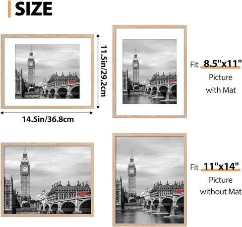 Fixwal 11x14 Picture Frame Set of 6 with Shatter Resistant Plastic Glass, Thin Border and Light Weight Photo Frames for Wall, Natural in Kuwait