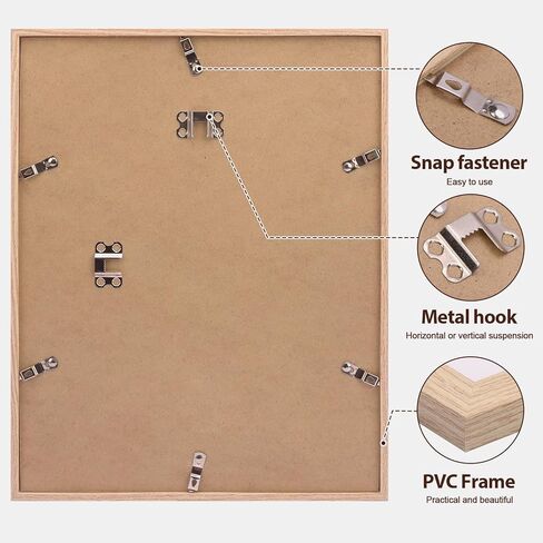 Fixwal 11x14 Picture Frame Set of 6 with Shatter Resistant Plastic Glass, Thin Border and Light Weight Photo Frames for Wall, Natural in Kuwait