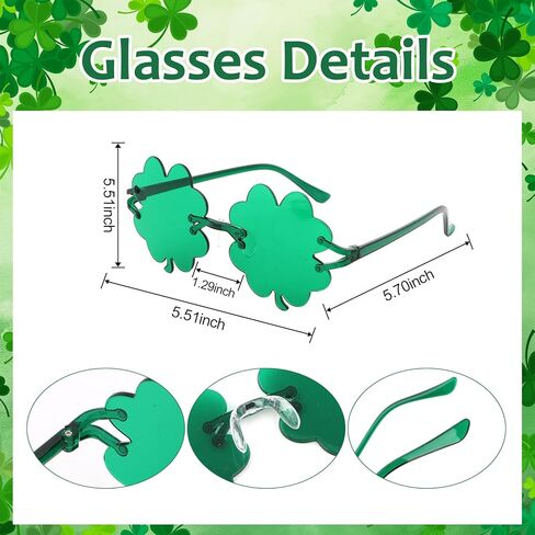 مجموعة عصابة رأس ونظارات Ondder Shamrock - عصابة رأس على شكل البرسيم الأخضر ونظارات تنكرية لعيد القديس باتريك، ملحقات الحفلات الاحتفالية للنساء in Kuwait