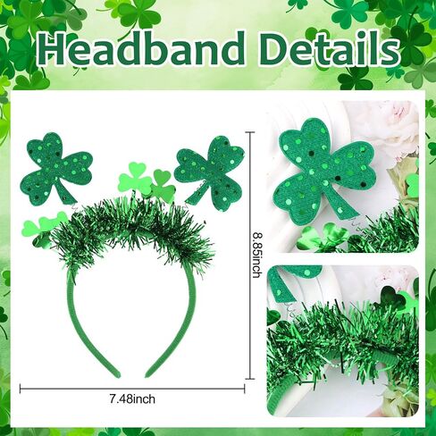 مجموعة عصابة رأس ونظارات Ondder Shamrock - عصابة رأس على شكل البرسيم الأخضر ونظارات تنكرية لعيد القديس باتريك، ملحقات الحفلات الاحتفالية للنساء in Kuwait