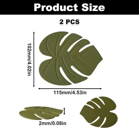 2PCS Cute Monstera Coasters, Soft Silicone Coaster for Drink, Fun Plant Cup Coasters for Desk, Creative 3D Green Turtle Leaf Drink Coaster, Tropical Home Decor in Saudi Arabia