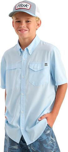 HUK Kid's Tide Point Short Sleeve Shirt, Fishing Button in Kuwait