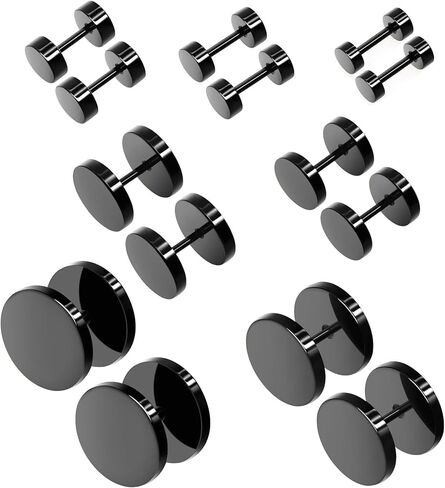 4mm-14mm Mens Womens Stud Earrings Fake Plugs Cheater Illusion Ear Gauges Tunnel 7 Pairs in Kuwait