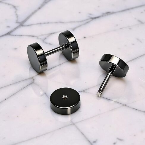 4mm-14mm Mens Womens Stud Earrings Fake Plugs Cheater Illusion Ear Gauges Tunnel 7 Pairs in Kuwait