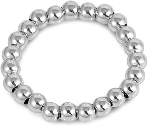 CloseoutWarehouse 925 Sterling Silver Stretchable Beaded Ring in Kuwait