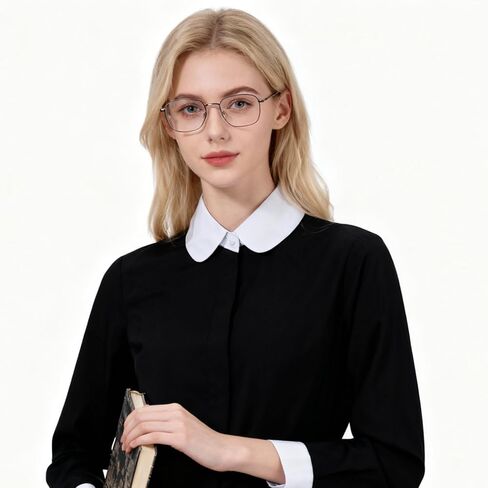 قطعتان من الياقات المزيفة القابلة للفصل، طرازان من الياقات الصناعية للسيدات، ياقات ديكي بيضاء للنساء، بلوزة نصف قميص للفساتين، بلوزة سترة in Kuwait