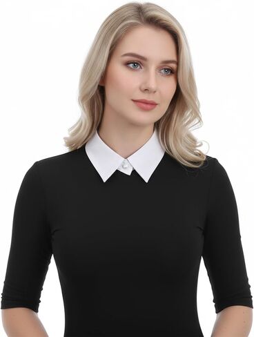 قطعتان من الياقات المزيفة القابلة للفصل، طرازان من الياقات الصناعية للسيدات، ياقات ديكي بيضاء للنساء، بلوزة نصف قميص للفساتين، بلوزة سترة in Kuwait