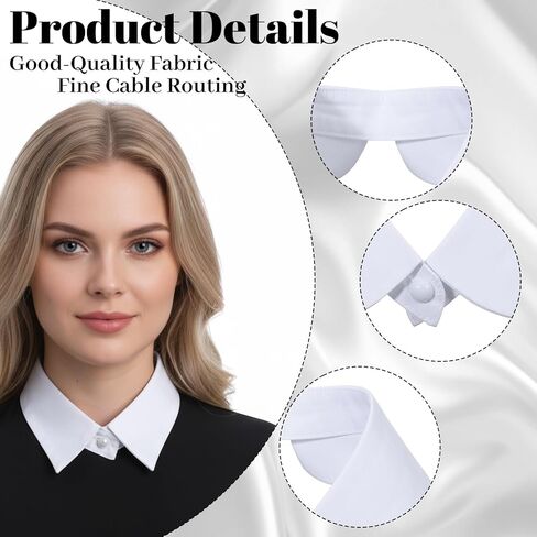 قطعتان من الياقات المزيفة القابلة للفصل، طرازان من الياقات الصناعية للسيدات، ياقات ديكي بيضاء للنساء، بلوزة نصف قميص للفساتين، بلوزة سترة in Kuwait