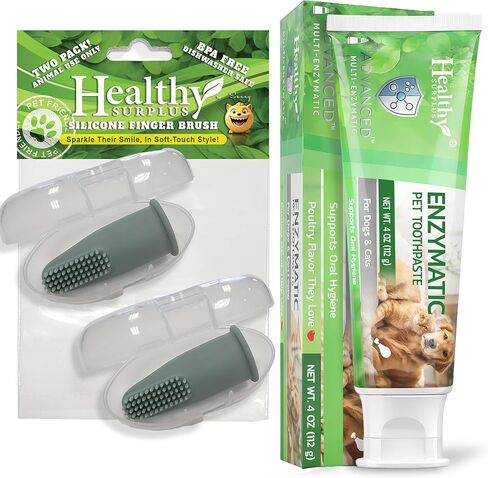 فرشاة إصبع سيليكون 2 عبوة | معجون أسنان إنزيمي للدواجن من فيرباك سي إي تي، 2.5 أونصة/70 جم | نفس منعش، ومكافحة البلاك والجير | طقم تنظيف أسنان الكلاب للعناية بالفم للحيوانات الأليفة | باقة in Kuwait