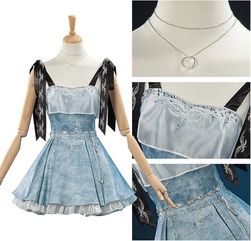 Yejue Women Cosplay Costumes Knot-Shoulder Mini Dress Back-Tie Bustier Dress Game Anime Events Party Casual Outfit in Kuwait