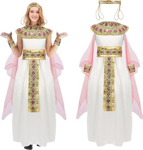 6Pcs Cleopatra Costume Dress Women Egyptian Princess Costume Cleopatra Accessories Halloween Outfit Props in Saudi Arabia