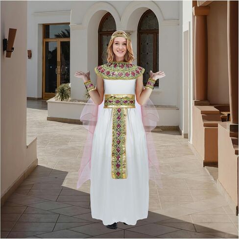 6Pcs Cleopatra Costume Dress Women Egyptian Princess Costume Cleopatra Accessories Halloween Outfit Props in Saudi Arabia