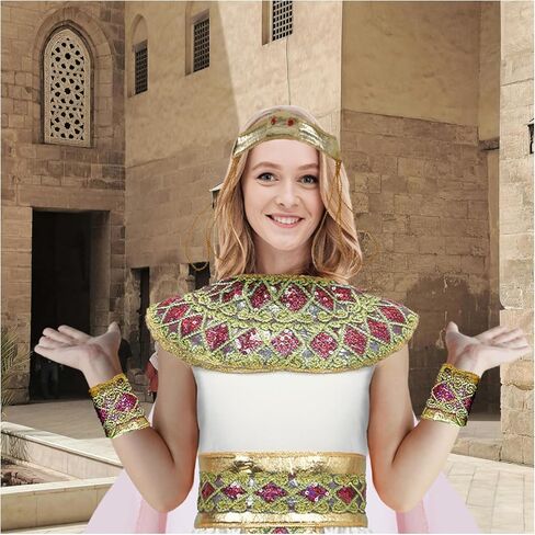 6Pcs Cleopatra Costume Dress Women Egyptian Princess Costume Cleopatra Accessories Halloween Outfit Props in Saudi Arabia