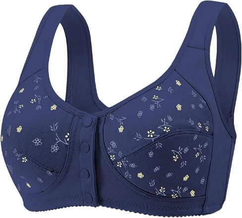 Daisy Bras for Old Women Comfort No Underwire Full Coverage Button Front Closure Support Bralettes Push Up Bra in Kuwait