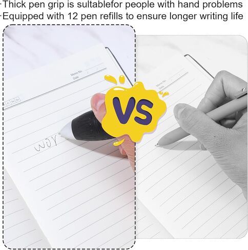21 Pcs Big Fat Pens Aids Writing, Heavy Weighted Pen Large Wide Grip Pen for Tremor Arthritis Low Grip Strength Parkinson Carpal Tunnel (3 Pens + 18 Refills) in Saudi Arabia