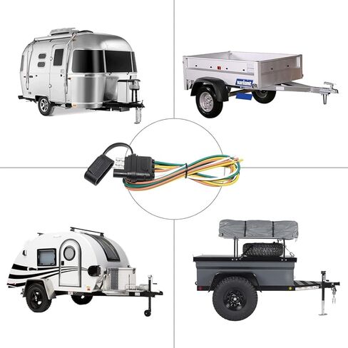 4 Pin 5 Wire Trailer Wiring Harness 22FT for Rewiring Both-Side Taillights,Boat Trailer, Tail Lights, Brake Lights and Turn Signals,Railer Light Kit 4 Way Flat 5 Wire Plug w/Nylon Net Tube in Kuwait