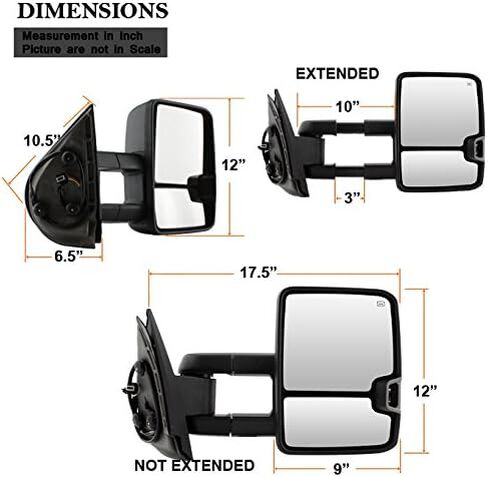 AKKON - For 07-13 Chevy Silverado Smoke Extendable Towing Power Heated Function Side Mirrors Left + Right Pair in Saudi Arabia