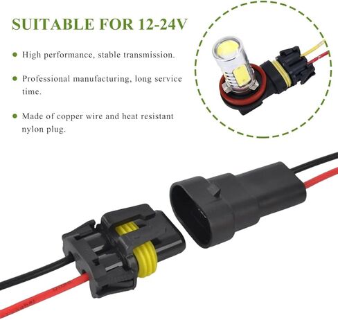2 PCS Wiring Harness Headlight Socket, 9005 9006 9012 HB3 HB4 Female Adapter Nylon Pigtail Wire Connector, Replacement Harness Plug for Headlights and Fog Lights, Car Accessories in Kuwait
