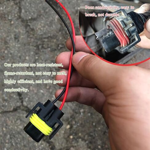 2 PCS Wiring Harness Headlight Socket, 9005 9006 9012 HB3 HB4 Female Adapter Nylon Pigtail Wire Connector, Replacement Harness Plug for Headlights and Fog Lights, Car Accessories in Kuwait
