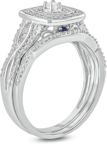 Cali Trove 1/4 Ct Natural Diamonds Round Halo Engagement Ring with Delicate Band | 925 Sterling Silver Bridal Sets for Women | Wedding Jewelry Accessories | Statement Rings | Gifts for Women in Saudi Arabia