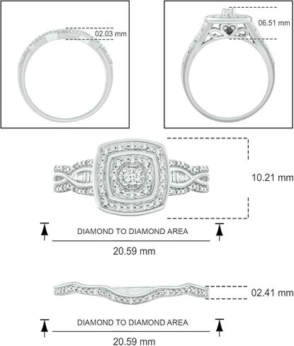 Cali Trove 1/4 Ct Natural Diamonds Round Halo Engagement Ring with Delicate Band | 925 Sterling Silver Bridal Sets for Women | Wedding Jewelry Accessories | Statement Rings | Gifts for Women in Saudi Arabia