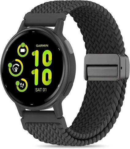 20mm Magnetic Braided Nylon Band Compatible With Garmin Vivoactive 5/Vivoactive 3 Watch Bands, Quick Release Stretchy Strap Replacement for Garmin Venu/Venu Sq/Forerunner 55/165/245/645 in Kuwait
