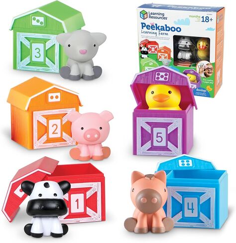 Learning Resources Peekaboo Learning Farm - 10 Pieces, Ages 18+ Months Toddler Learning Toys, Counting and Sorting Toys, Farm Animals Toys in Kuwait