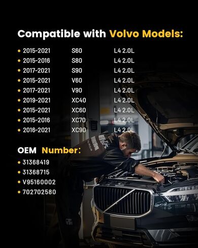 Electric Engine Water Pump Compatible with Volvo S60 V60 XC60 2015-2021, S80 XC70 2015-2016, S90 V90 2017-2021, XC40 2019-2021, XC90 2016-2021, L4 2.0L, Replaces# 31368419 31368715 V95160002 in Kuwait