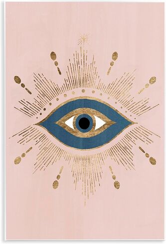 Stupell Industries Evil Eye Glam Boho Pattern Bold Blue Pink, Designed by Grace Popp Wall Plaque, 13 x 19 in Kuwait
