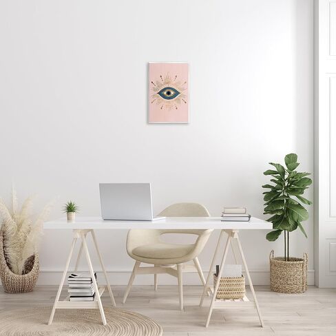 Stupell Industries Evil Eye Glam Boho Pattern Bold Blue Pink, Designed by Grace Popp Wall Plaque, 13 x 19 in Kuwait